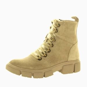 Aqua College Paige Suede Lace-Up Booties Tan Suede